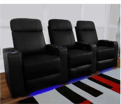 Siena Black 3-piece Top Grain Leather LED Power Reclining Home Theatre Seating For $2299.99 At Costco Canada