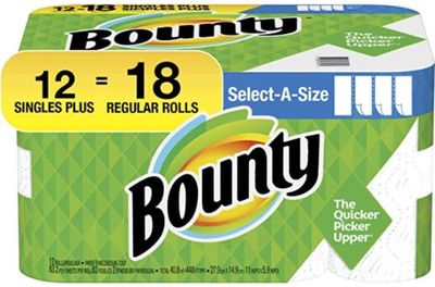Bounty Select-A-Size Paper Towels, White, 12 Single Plus Rolls = 18 Regular Rolls For $18.00 At Amazon Canada