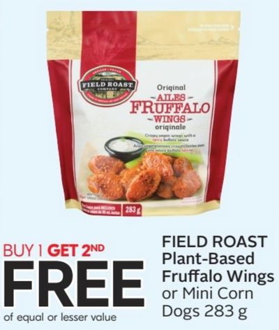 Sobeys Canada Flyers Deals: Buy One, Get Two FREE Field Roast Plant-Based Fruffalo Wings or Mini Corn Dogs