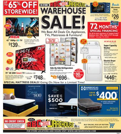 ABC Warehouse Weekly Ad Flyer February 7 to February 13, 2021