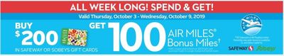 Safeway Canada Weekly Coupons: Spend $200 Get 100 Bonus Miles + Flyers Deals
