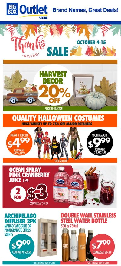 Big Box Outlet Store Thanks Giving Sale Flyer October 4 to 15