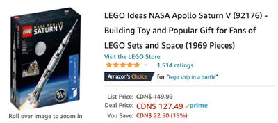 Amazon Canada Deals: Save 15% on LEGO Ideas NASA Apollo Saturn V Building Toy + 41% on Led Strip Lights + 50% on Digital Video Baby Monitor + More Offers