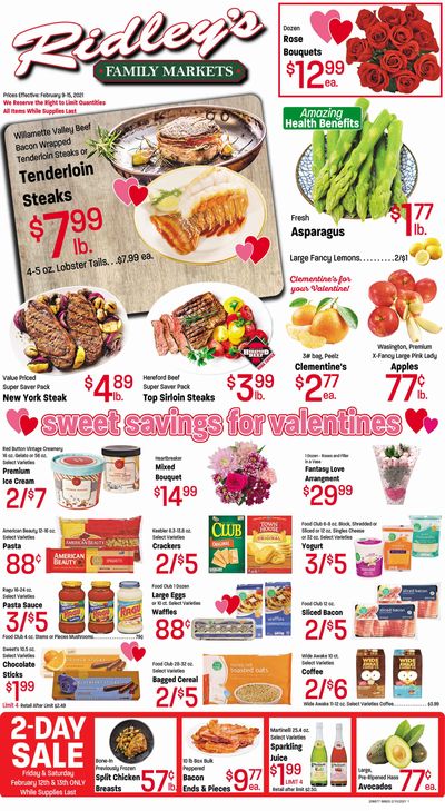 Ridley's Family Market Valentine's Day Sale Weekly Ad Flyer February 9 to February 15, 2021