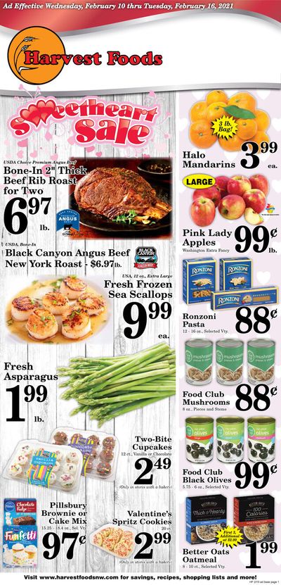 Harvest Foods Valentine's Day Sale Weekly Ad Flyer February 10 to February 16, 2021