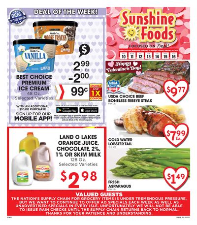Sunshine Foods Valentine's Day Sale Weekly Ad Flyer February 10 to February 16, 2021