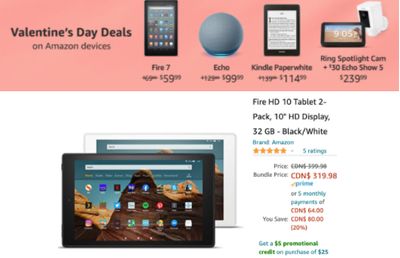 Amazon Canada Valentine’s Day Deals: Save up to $80 on Fire Tablets + 15% on Air Fryer + 29% on Video Conference Lighting Kit + More Offers