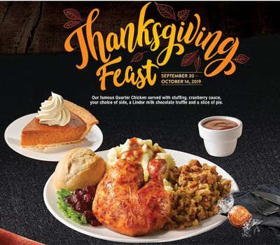 Swiss Chalet Canada Thanksgiving Promotions: Get Thanksgiving Feast for $13.49