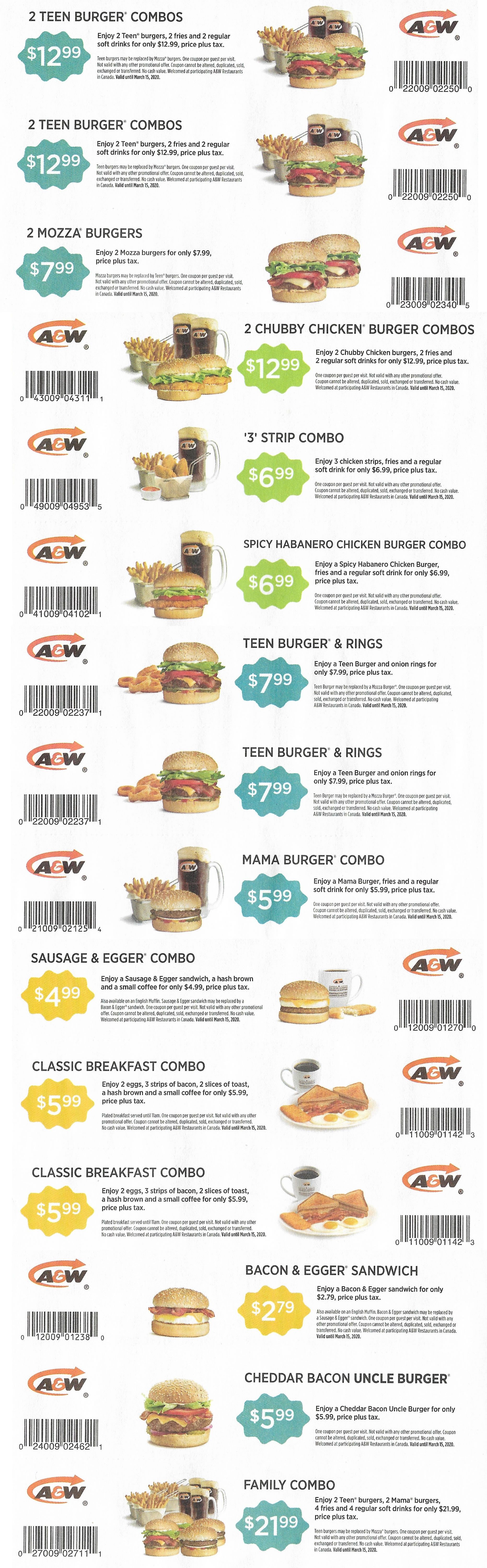 A&W coupons are here! at A&W Canada