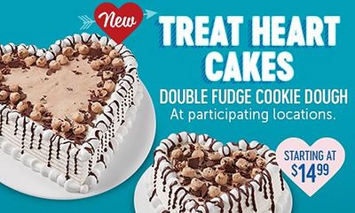 NEW DOUBLE FUDGE COOKIE DOUGH TREAT HEART CAKES at Dairy Queen