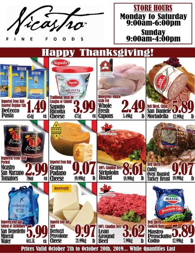 Nicastro Fine Foods Flyer October 7 to 20