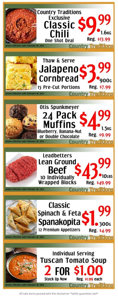 Country Traditions One-Shot Deals Flyer February 12 to 18