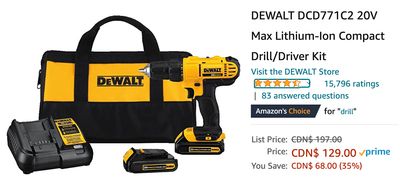 Amazon Canada Deals: Save 35% on DEWALT Drill/Driver Kit + 46% on Panasonic Baby Monitor Camera + 43% on LED String Lights Outdoor + More Offers