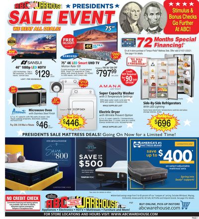 ABC Warehouse Weekly Ad Flyer February 14 to February 20, 2021