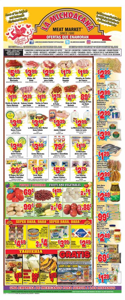 La Michoacana Meat Market (OK, TX) Weekly Ad Flyer February 10 to February 23
