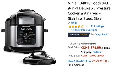 Amazon Canada Deals: Save 30% off Ninja Pressure Cooker & Air Fryer + 20% on Water Bottle Dispenser