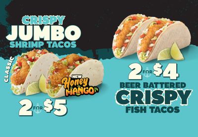 New 2 for $5 Crispy Jumbo Shrimp Tacos and 2 for $4 Beer Battered Crispy Fish Tacos Arrive at Del Taco