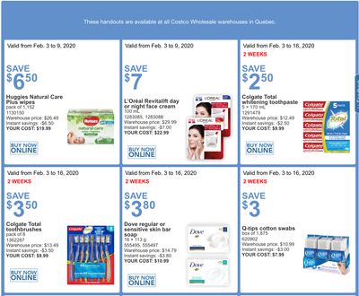 Costco Canada More Savings Weekly Coupons/Flyers for: Quebec, February 3 – 9