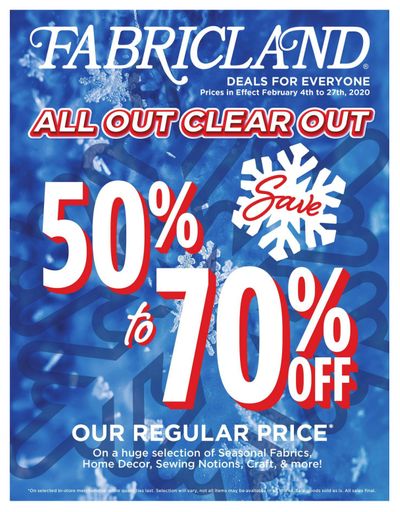 Fabricland (West) Flyer February 4 to 27