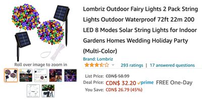 Amazon Canada Deals: Save 45% on Outdoor Fairy Lights 2 Pack String Lights 23% on Gaming Chair + More Offers