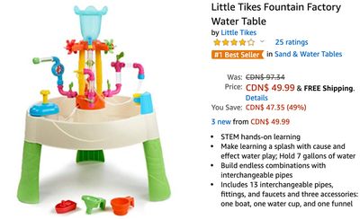 Amazon Canada Deals: Save 49% on Little Tikes Fountain Factory Water Table + 28% on L.O.L. Surprise! Storage Toy Chest