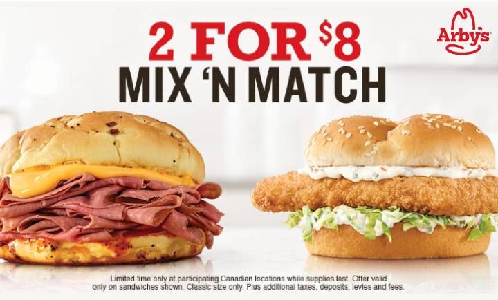 2 for 8 Mix 'n Match at Arby's 2 for 8 Mix 'n Match at Arby's