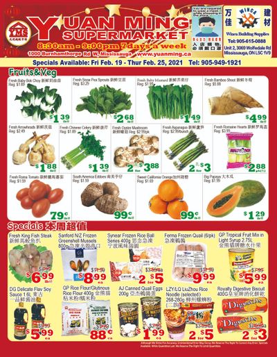 Yuan Ming Supermarket Flyer February 19 to 25