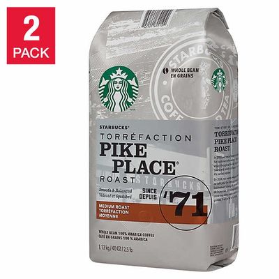 Starbucks Pike Place Coffee 1.13 kg, 2-pack on Sale for $43.99 (Save $12.00) at Costco Canada