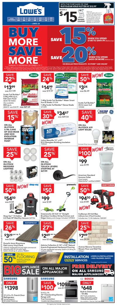 Lowe's Flyer September 5 to 11