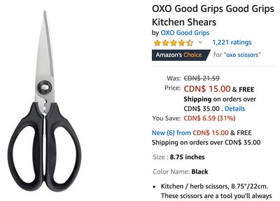Amazon Canada Deals: Save 31% on OXO Good Grips Kitchen Shears