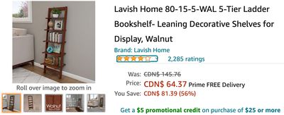 Amazon Canada Deals: Save 56% on 5-Tier Ladder Bookshelf + 35% on Mini WiFi Projector + 31% on Electric Ceramic Tower Space Heater + More Offers