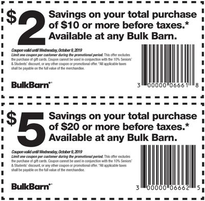 Bulk Barn Canada coupon: October 3 - 9