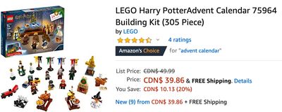 Amazon Canada Deals: Save 20% off LEGO Harry PotterAdvent Calendar Building Kit + 30% on Little Tikes Magical Unicorn Carriage Ride On