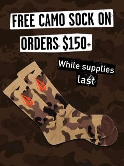 Volcom Canada Sale: FREE Camo Sock on Orders of $150 + Save Up to 60% OFF Sale Items