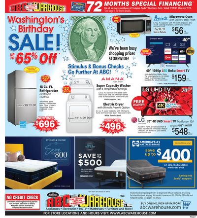 ABC Warehouse Weekly Ad Flyer February 21 to February 27, 2021