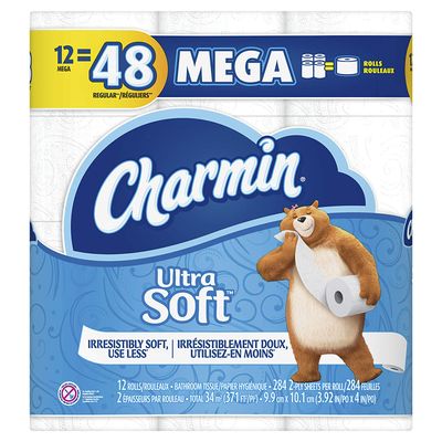 Charmin Ultra Soft Toilet Paper, 12 Mega Rolls (Equal to 48 Regular Rolls) on Sale for $ 9.98 at Amazon Canada