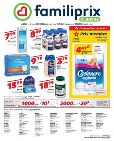 Familiprix Clinique Flyer February 25 to March 3