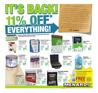 Menards Weekly Ad Flyer February 21 to February 27