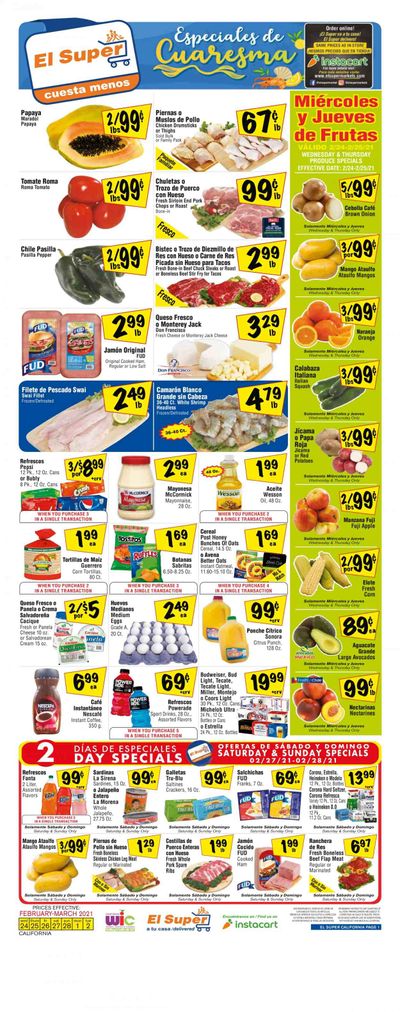 El Super (AZ, CA, NM, NV, TX) Weekly Ad Flyer February 24 to March 2