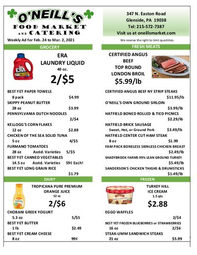 O'Neill's Food Market Weekly Ad Flyer February 24 to March 2, 2021