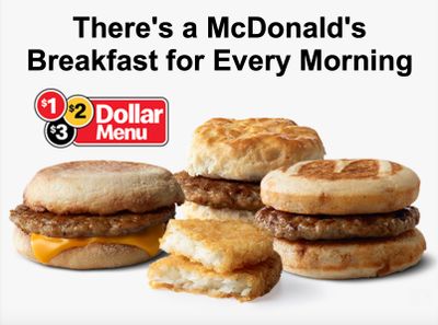 Save on Breakfast with the $1 $2 $3 Dollar Menu at McDonald's 