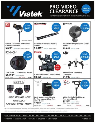 Vistek Pro Video Clearance Flyer January 15 to February 16