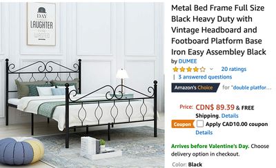 Amazon Canada Deals: Get Metal Bed Frame Full-Size for $79.30 + up to 50% on Comfy Moda & Tiger Footwear