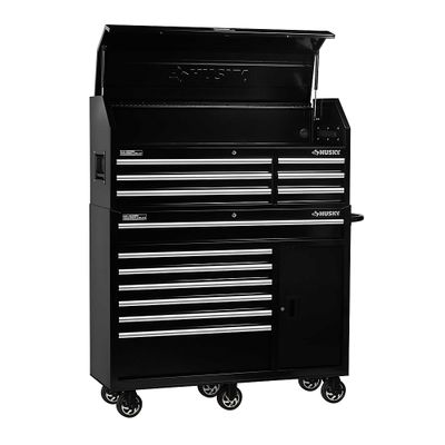 HUSKY 52-inch 13-Drawer Tool Chest and Cabinet Combo in Black On Sale for $ 598.00 at Home Depot Canada
