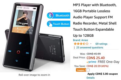 Amazon Canada Deals: Save 56% on MP3 Player with Bluetooth + 50% on Philips Facial Hair & Eyebrow Precision Trimmer + More Offers