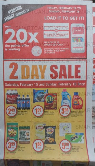 Shoppers Drug Mart Canada: 20x The Points Loadable Offer February 14th – 16th