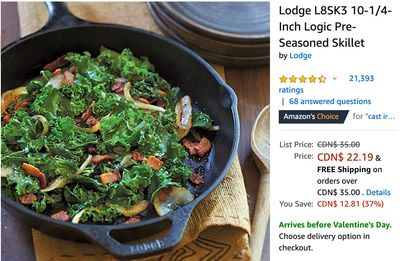 Amazon Canada Deals: Save 37% on Lodge Logic Pre-Seasoned Skillet