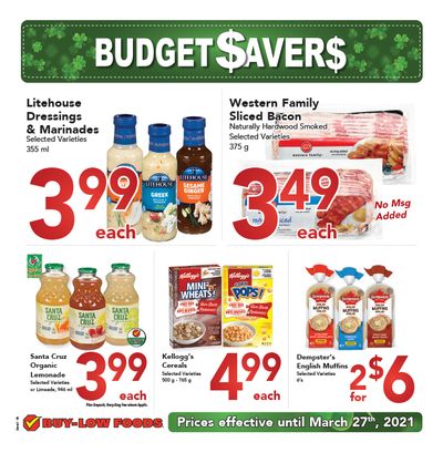 Buy-Low Foods Budget Savers Flyer February 21 to March 27