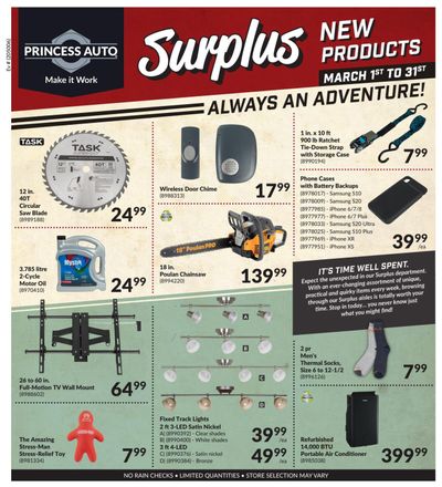 Princess Auto Surplus New Products Flyer March 1 to 31