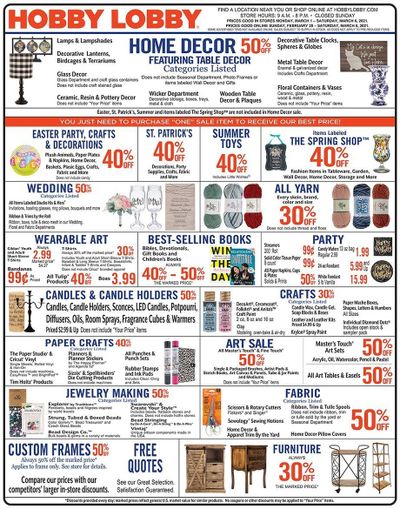 Hobby Lobby Weekly Ad Flyer February 28 to March 6